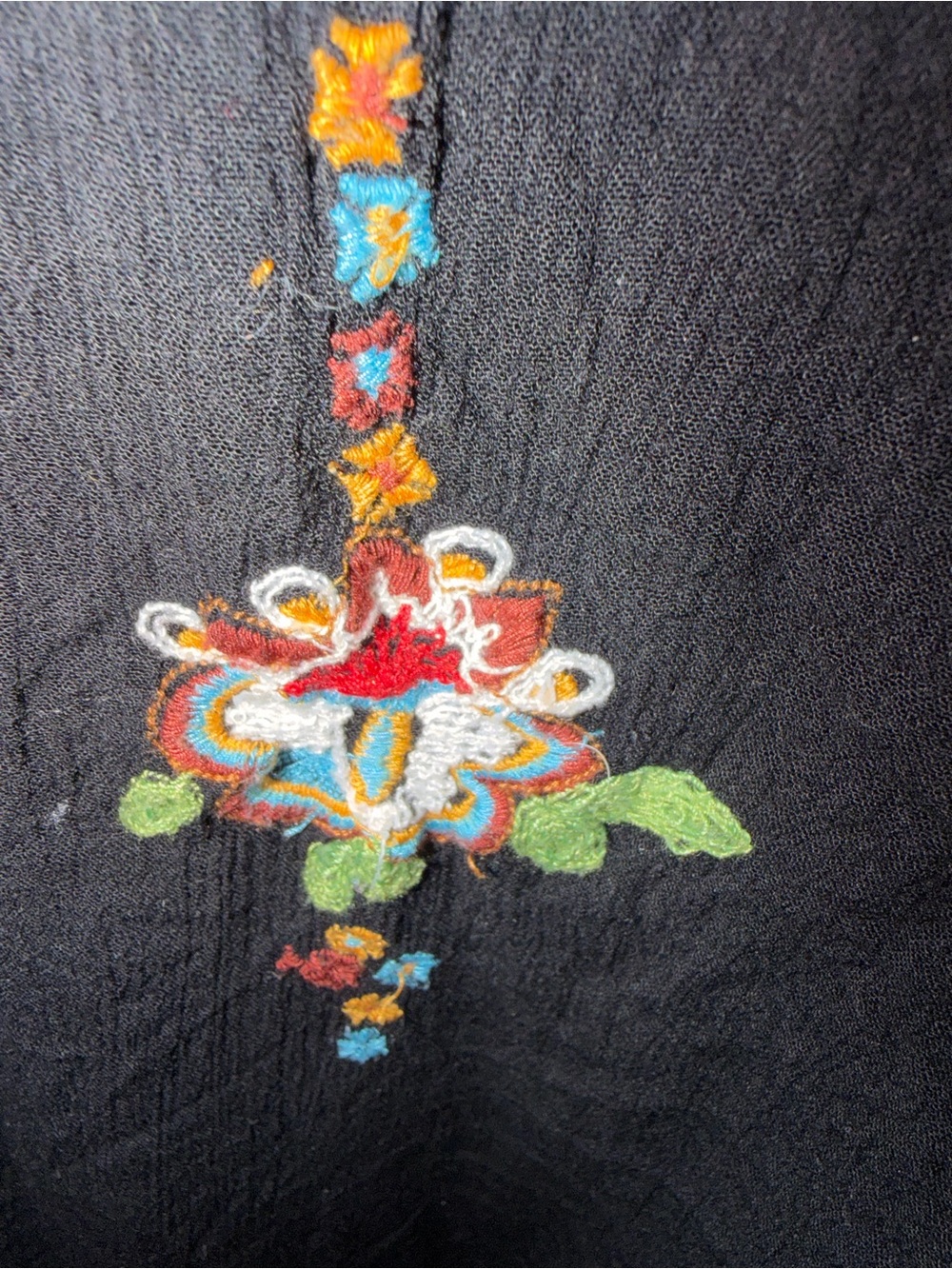 Free People Black Floral Embroidered V-Neck Mini Dress - Picture 4 of 8